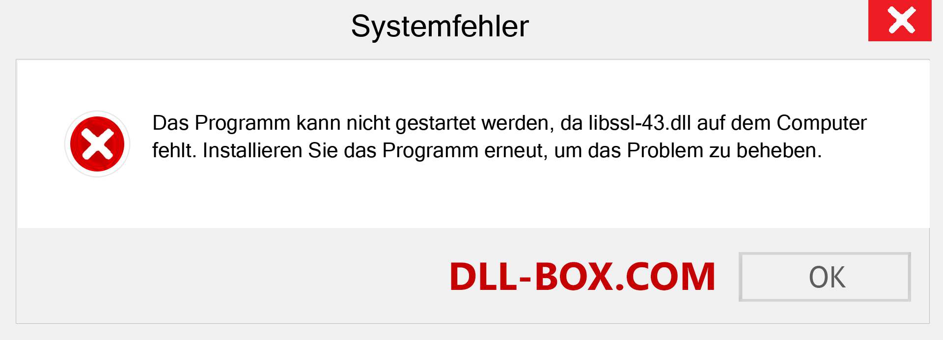 libssl-43.dll-Datei fehlt?. Download für Windows 7, 8, 10 - Fix libssl-43 dll Missing Error unter Windows, Fotos, Bildern